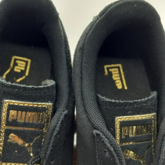 Puma Suede Black With Gold Sole. - Picture 8 of 8